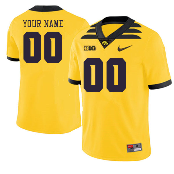 Custom Iowa Hawkeyes Name And Number College Football Jerseys Stitched-Gold - Click Image to Close